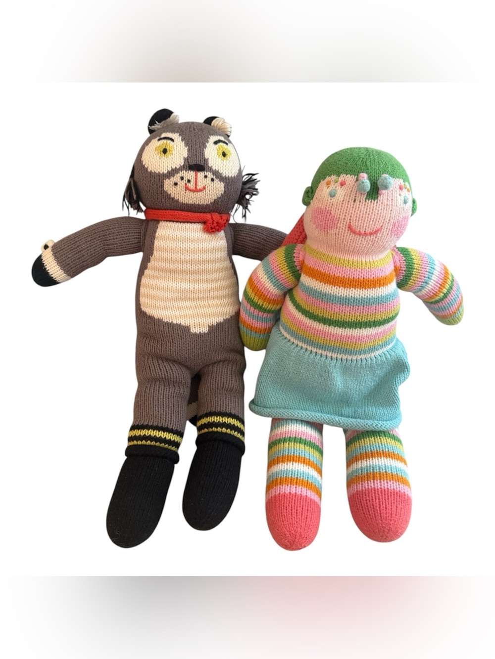 2 Blabla Handmade Cotton Doll Bundle- Beauregard the Wolf and Butterly girl